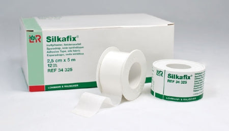 Lohmann & Rauscher Medical Tape Silkafix® White 1 Inch X 5-2/5 Yard Acetate NonSterile - Box of 12 - 34325-BX