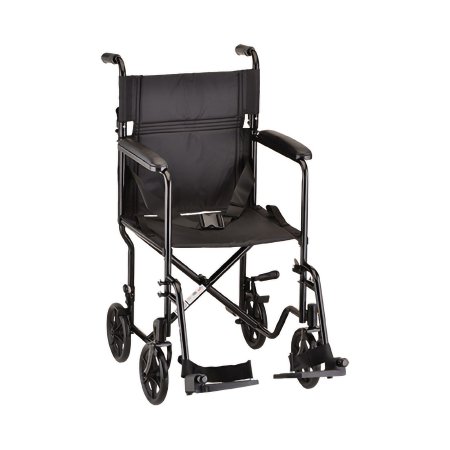 Nova Ortho-Med Transport Chair Steel Frame 300 lbs. Weight Capacity Full Length / Fixed Height Arm Black Upholstery - Each - 319BK-EA