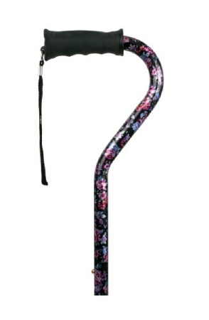Apex-Carex Healthcare Offset Cane Carex® Ergo Aluminum 30-1/2 to 39-1/2 Inch Height Black Floral Print - Case of 2 - FGA58400 0000-CS