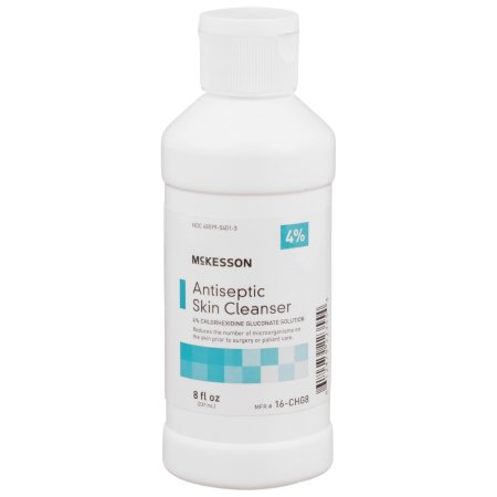 McKesson Antiseptic Skin Cleanser McKesson 8 oz. Flip-Top Bottle 4% Strength CHG (Chlorhexidine Gluconate) / Isopropyl Alcohol NonSterile - Case of 24 - 16-CHG8-CS
