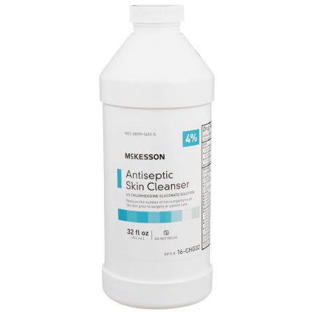 McKesson Antiseptic Skin Cleanser McKesson 32 oz. Bottle 4% Strength CHG (Chlorhexidine Gluconate) / Isopropyl Alcohol NonSterile - Each - 16-CHG32-EA