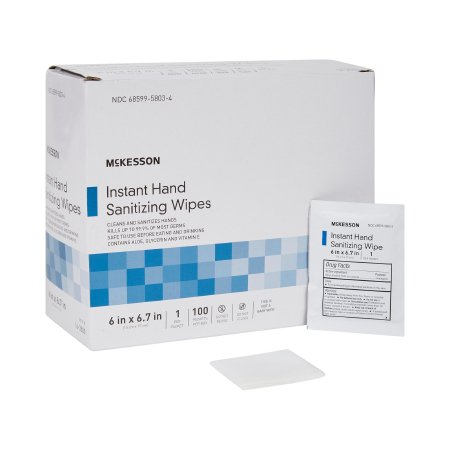 McKesson Hand Sanitizing Wipe McKesson 100 Count Ethyl Alcohol Wipe Individual Packet - Each - 16-3500-EA