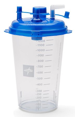 Medline Rigid Suction Canister 1200 mL Sealing Lid - Case of 40 - OR212-CS