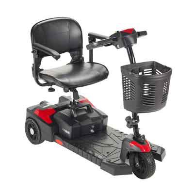 Drive Medical 3 Wheel Electric Scooter Spitfire Scout DLX 3 300 lbs. Weight Capacity Black / Red or Blue (Interchangeable) - Each - SFSCOUT3-EA