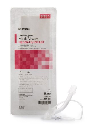 McKesson Curved Laryngeal Mask McKesson 4 mL Cuff Size 1 Single Patient Use - Case of 50 - 159-001-CS