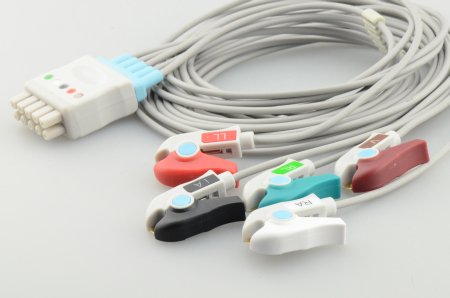Sage Services Group ECG Lead Set 5-Leads, Grabber Style, Shielded, Mixed Length, Multi Link For GE Eagle, Solar, Dash 2000 Monitor - Each - L02-05-MP-EA