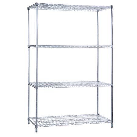 R & B Wire Products Wire Shelving Unit 4 Shelves Adjustable 18 X 60 X 62 Inch Chrome - Each - SU186062-EA