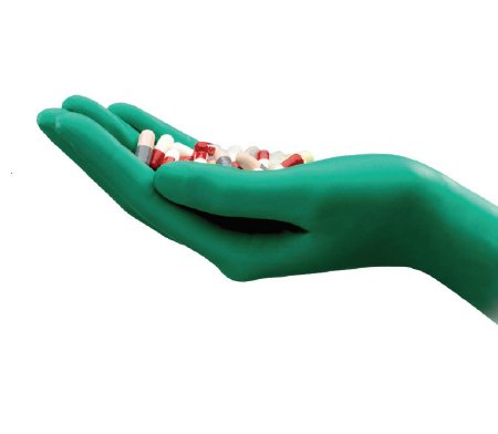 Ansell Cleanroom Glove TouchNTuff® DermaShield® Size 7 Neoprene Green 12 Inch Straight Cuff Sterile Pair - Case of 200 - 387070-CS