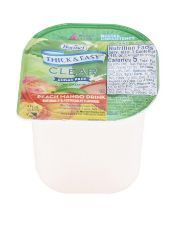Hormel Food Sales Thickened Beverage Thick & Easy® Sugar Free 4 oz. Portion Cup Peach Mango Flavor Liquid IDDSI Level 2 Mildly Thick - Each - 78768-EA