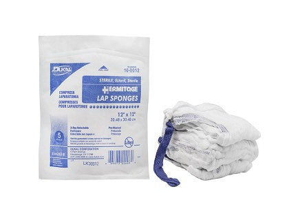 Dukal Surgical Laparotomy Sponge X-Ray Detectable Cotton 12 X 12 Inch 5 Count Pack NonSterile - Case of 1400 - KP-7012-CS