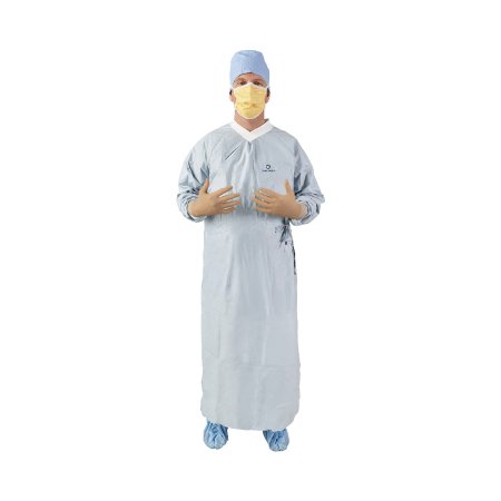 O&M Halyard Inc Surgical Gown with Towel Aero Chrome Large Silver Sterile AAMI Level 4 Disposable - Case of 32 - 44673-CS