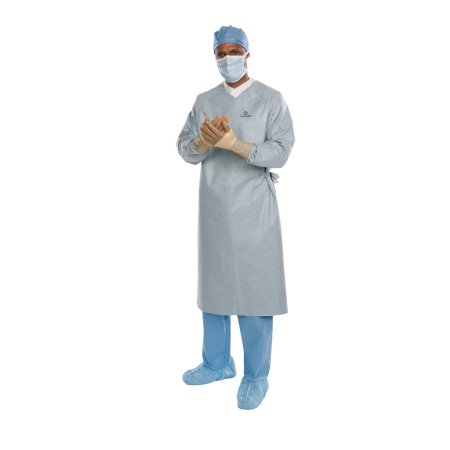 O&M Halyard Inc Surgical Gown with Towel Aero Chrome X-Large / X-Long Silver Sterile AAMI Level 4 Disposable - Case of 30 - 44678-CS