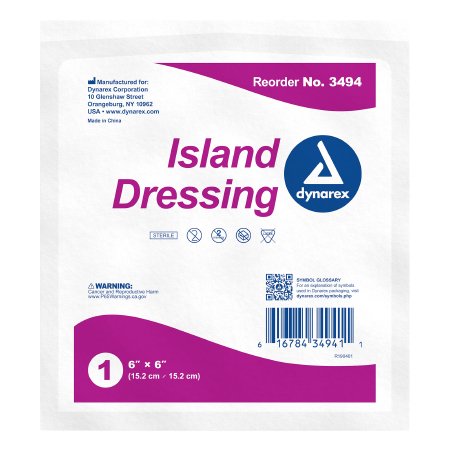 Dynarex Adhesive Dressing Dynarex 6 X 6 Inch Square Sterile - Case of 150 - 3494-CS