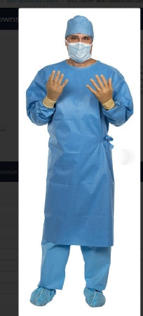 O&M Halyard Inc Non-Reinforced Surgical Gown with Towel Spectrum 3X-Large Blue Sterile AAMI Level 3 Disposable - Case of 24 - 46869-CS