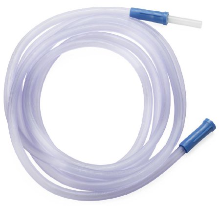 Medline Suction Connector Tubing 6 Foot Length 0.25 Inch I.D. Universal Female Connector Clear Ribbed OT Surface PVC - Case of 50 - OR66A-CS
