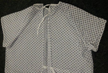 Lew Jan Textile Patient Exam Gown One Size Fits Most White Print Reusable - DZ/1 - V61-0310PT-DZ