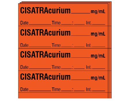 Shamrock Scientific Drug Label Shamrock Anesthesia Label CISATRAcurium _____ mg / mL / Date _____ Time _____ Int. _____ Orange 1/2 X 1 Inch - Pack of 250 - SA-2216-DTI-PK-PK