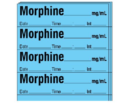 Shamrock Scientific Drug Label Shamrock Anesthesia Label MORPHINE _____ mg / mL / Date _____ Time _____ Int. _____ Blue 1/2 X 1 Inch - Pack of 250 - SA-243-DTI-PK-PK