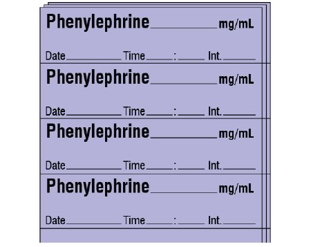 Shamrock Scientific Drug Label Shamrock Anesthesia Label Phenylephrine_mg/mL Date_Time_Int._ Violet 1/2 X 1 Inch - Pack of 250 - SA-283-DTI-PK-PK