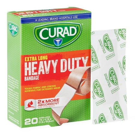 Medline Adhesive Strip Curad® Extreme Hold 3/4 X 4-3/4 Inch Fabric Rectangle Tan Sterile - Case of 480 - CUR01101RB-CS