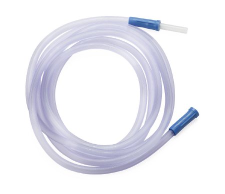 Medline Suction Connector Tubing 10 Foot Length 0.188 Inch I.D. Universal Female Connector Clear Ribbed OT Surface PVC - Case of 50 - OR510T-CS