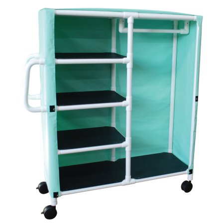 MJM International Linen / Specialty Cart with Cover 4 Shelves 75 lbs. per Shelf Weight Capacity PVC 4 Inch Twin Casters - Each - 380-C-C-EA