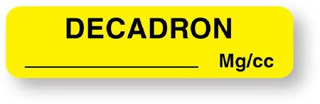 United Ad Label Drug Label UAL™ Anesthesia Label Decadron_mg/cc Yellow 5/16 X 1-1/4 Inch - Roll of 1 - ULAM189-RL
