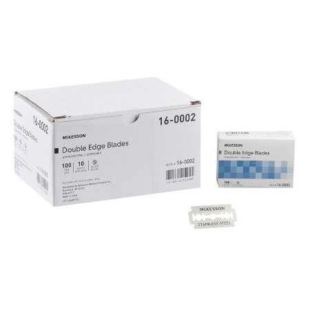 McKesson Double Edged Razor Blade McKesson Stainless Steel, Coated, Nonsterile, Disposable - Case of 1000 - 16-0002-CS