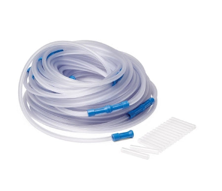 Medline Suction Connector Tubing 100 Foot Length 0.188 Inch I.D. NonSterile Female / Male Connector Clear Ribbed OT Surface PVC - Box of 1 - OR5100-BX