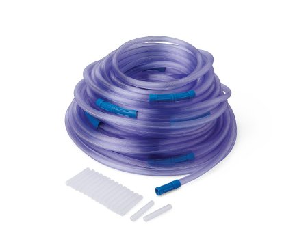 Medline Suction Connector Tubing 100 Foot Length 0.281 Inch I.D. Universal Female Connector Clear Ribbed OT Surface PVC - Box of 1 - OR7100-BX