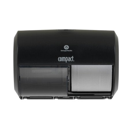 Georgia Pacific Toilet Tissue Dispenser Compact® 2-Roll Side-by-Side Black Plastic Manual Double Roll Wall Mount - Each - 56784A-EA