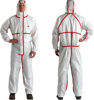 3M Coverall with Hood 3M™ 4X-Large White / Red Disposable NonSterile - Case of 25 - 4565-BLK-4XL-CS
