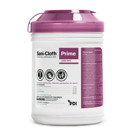 Professional Disposables Sani-Cloth® Prime Surface Disinfectant Cleaner Premoistened Germicidal Manual Pull Wipe 160 Count Canister Alcohol Scent NonSterile - CN/160 - P25372-CN