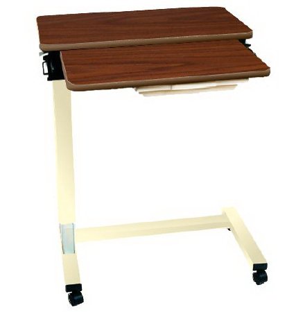 AmFab Company Overbed Table Executive Split-Top Automatic Gas Cylinder Lift 29-1/2 to 44-1/2 Inch Height Range - Each - 4850U-EA