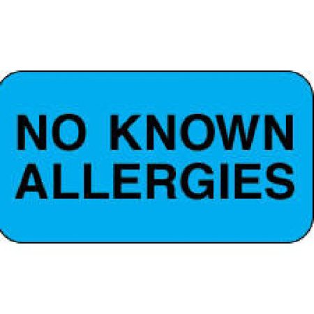 Precision Dynamics Pre-Printed Label Allergy Alert Blue Paper No Known Allergies Black Alert Label 7/8 X 1-5/8 Inch - Roll of 1 - 59710172-RL