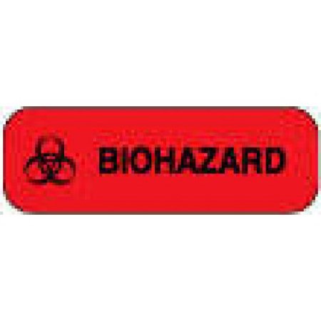 Precision Dynamics Pre-Printed Label Warning Label Fluorescent Red Paper Biohazard / Symbol Black Biohazard 1/2 X 1-1/2 Inch - Roll of 1 - 59712726-RL