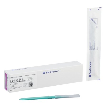Aspen Surgical Products Scalpel Bard-Parker™ Conventional No. 15 Stainless Steel / Plastic Nonslip Grip Handle with Centimeter Scale Sterile Disposable - Box of 10 - 371615-BX