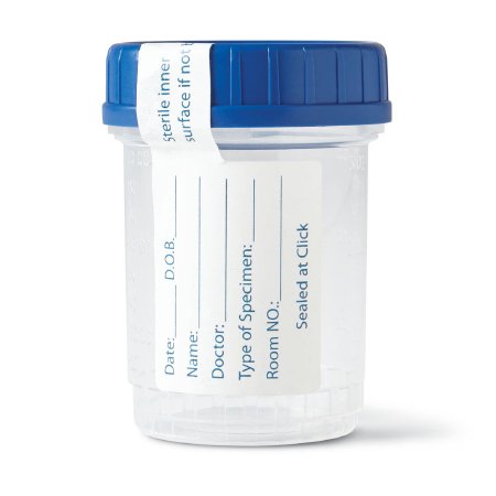 Medline Specimen Container for Pneumatic Tube Systems Click-N-Close 90 mL (3 oz.) Screw Cap Patient Information Sterile Fluid Path - Case of 400 - DYND30382-CS