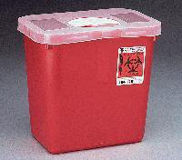 VWR International Sharps Container Red Base 10 H X 10-1/2 W X 7-1/4 D Inch Vertical Entry 2 Gallon - Each - 15704-203-EA