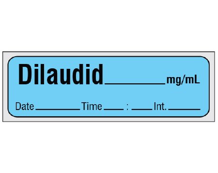 Shamrock Scientific Drug Label Shamrock Anesthesia Label DILAUDID _____ mg / mL / Date _____ Time _____ Int. _____ Blue 1/2 X 1 Inch - Roll of 1 - SA-2414-DTI-PRE-RL