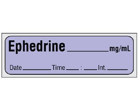 Shamrock Scientific Drug Label Shamrock Anesthesia Label EPHEDRINE _____ mg / mL / Date _____ Time _____ Int. _____ Purple 1/2 X 1 Inch - Roll of 1 - SA-282-DTI-PRE-RL