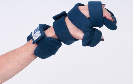Fabrication Enterprises Resting Hand Splint with Five Straps ComfySplints™ Progressive Broadcloth / Foam / Steel Left Hand Navy Blue Small - Each - 24-3317-EA