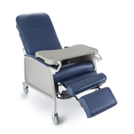 McKesson 3-Position Recliner McKesson Blue Vinyl Four 5 Inch Casters With 2 Locks - Each - 146-D574-BR-EA