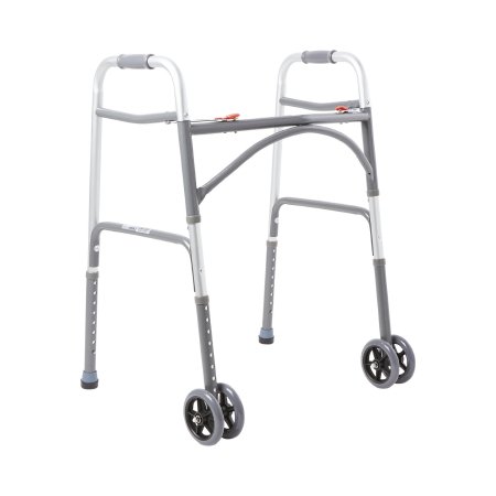 McKesson Bariatric Folding Walker Adjustable Height McKesson Steel Frame 500 lbs. Weight Capacity 32 to 39 Inch Height - Case of 2 - 146-10220-2WW-CS