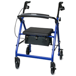 McKesson 4 Wheel Rollator McKesson Blue Adjustable Height / Folding Aluminum Frame - Each - 146-R726BL-EA