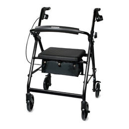 McKesson 4 Wheel Rollator McKesson Black Adjustable Height / Folding Aluminum Frame - Each - 146-R726BK-EA
