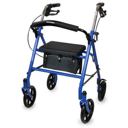McKesson 4 Wheel Rollator McKesson Blue Adjustable Height / Folding Steel Frame - Each - 146-10257BL-1-EA