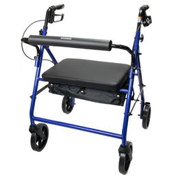 McKesson Bariatric 4 Wheel Rollator McKesson Blue Adjustable Height / Heavy Duty / Folding Steel Frame - Each - 146-10216BL-1-EA