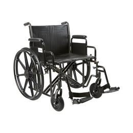 McKesson Bariatric Wheelchair McKesson Dual Axle Desk Length Arm Swing-Away Footrest Black Upholstery 22 Inch Seat Width Adult 450 lbs. Weight Capacity - Each - 146-STD22ECDDA-SF-EA