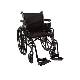 McKesson Lightweight Wheelchair McKesson Dual Axle Desk Length Arm Swing-Away Footrest Black Upholstery 18 Inch Seat Width Adult 300 lbs. Weight Capacity - Each - 146-K318DDA-SF-EA